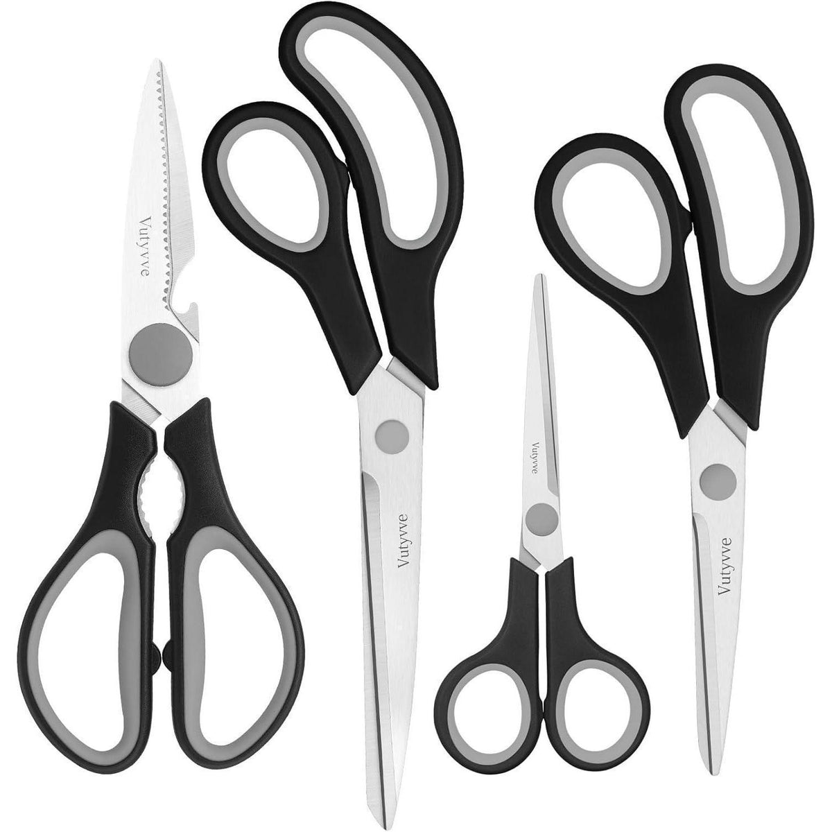 Küchenschere Edelstahl 4-teiliges Set Schwarz/Grau