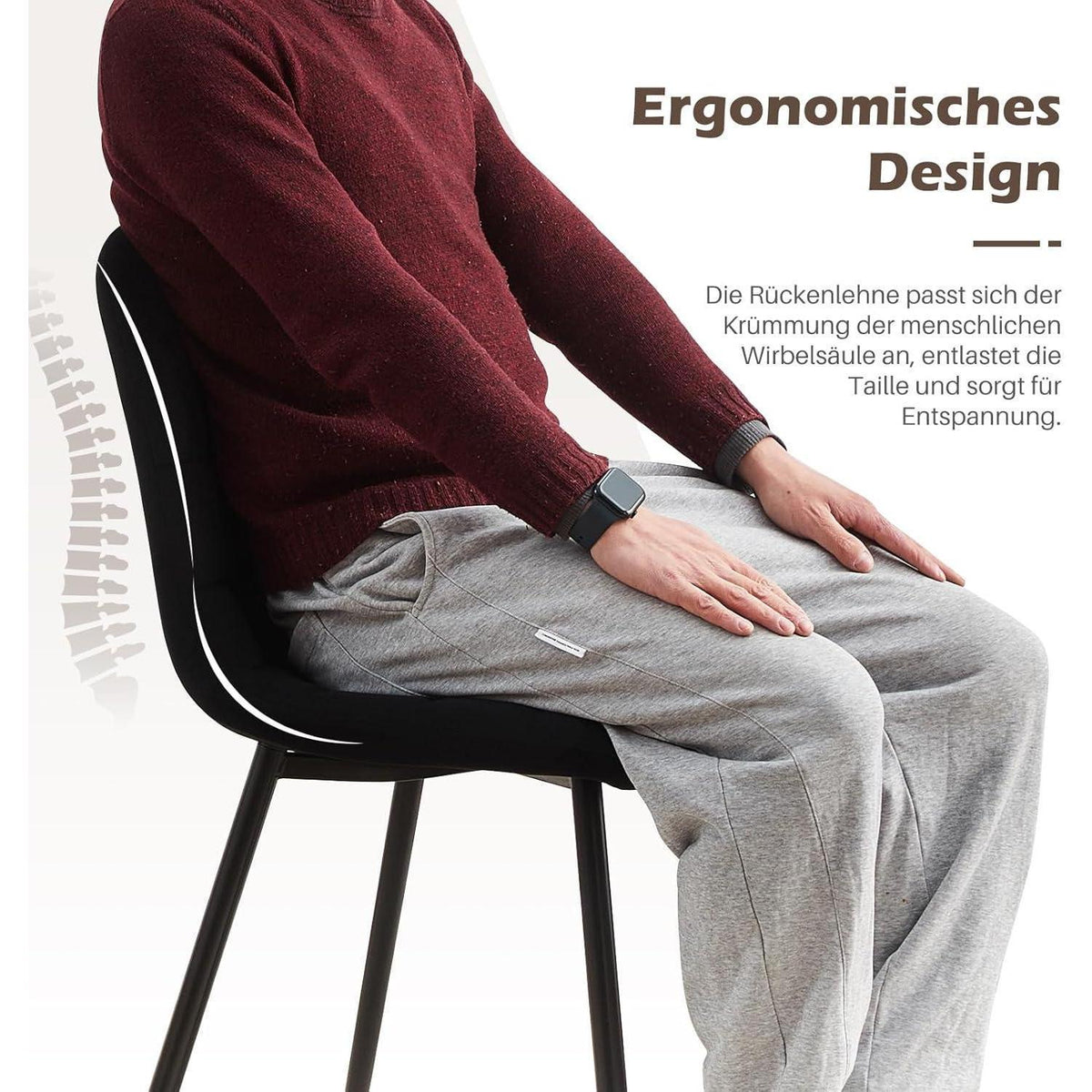 TUKAILAI Esszimmerstühle 2er-Set, Gepolsterte Samtstühle Schwarz