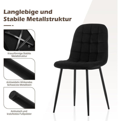 TUKAILAI Esszimmerstühle 2er-Set, Gepolsterte Samtstühle Schwarz