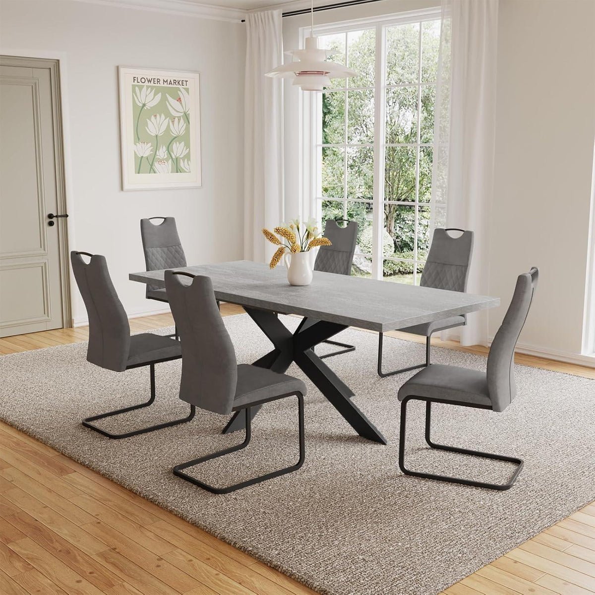 Ausziehbarer Esstisch mit 6 Stühlen – Modernes Esszimmer Set