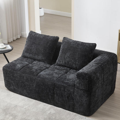 Modernes 2-Sitzer Polstersofa mit Chaise Lounge (Schwarz B)
