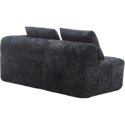 Modernes 2-Sitzer Polstersofa mit Chaise Lounge (Schwarz B)