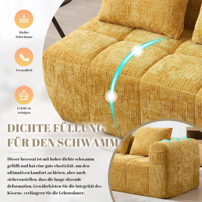 Modernes 2-Sitzer Polstersofa mit Chaise Lounge (Gelb B)
