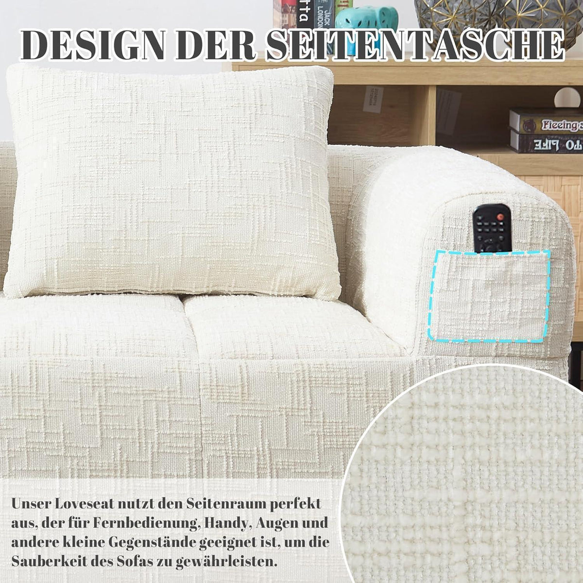 Modernes 2-Sitzer Polstersofa mit Chaise Lounge (Beige B)