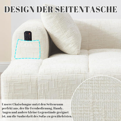 Modernes 1-Sitzer Sofa mit Chaise Lounge & Kissen (Beige A)
