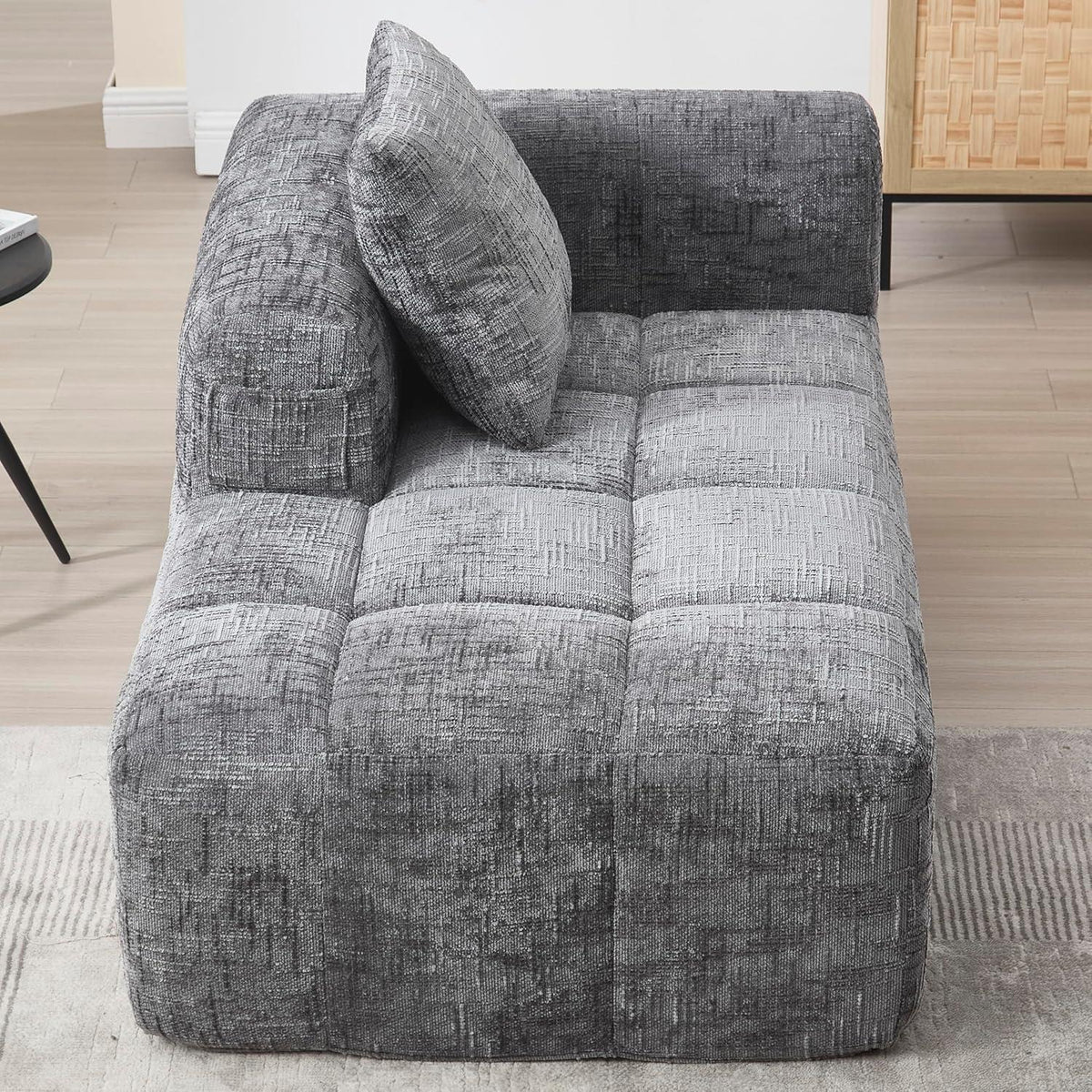 Modernes 1-Sitzer Sofa mit Chaiselongue (Grau) – Kein Aufbau