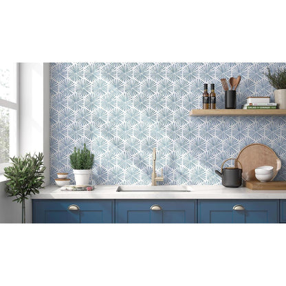 Selbstklebende Tapete Blau-Weiß Geometrisch 44cm x 10m