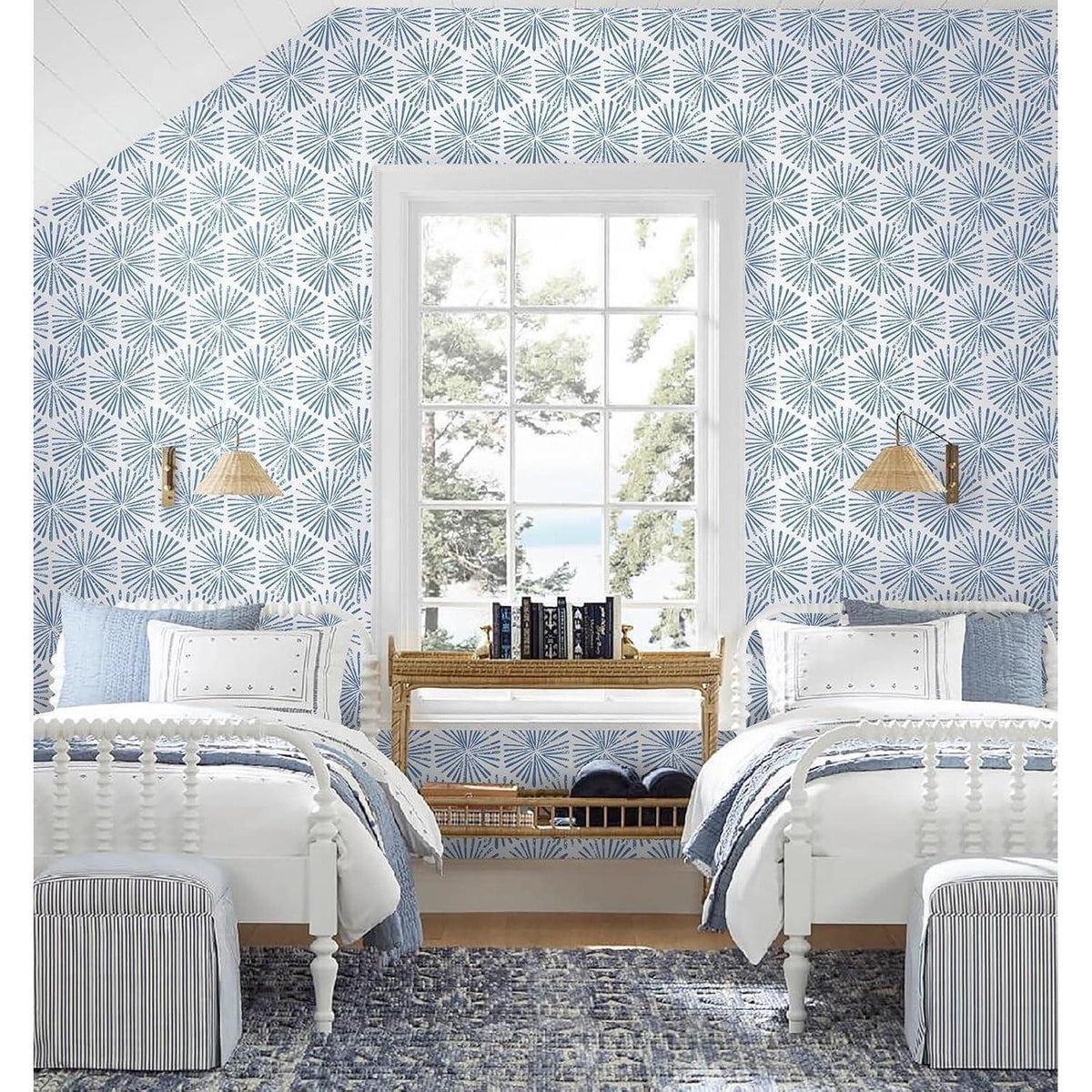 Selbstklebende Tapete Blau-Weiß Geometrisch 44cm x 10m