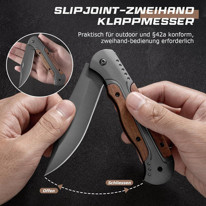 Zweihand Klappmesser 42a – Robustes EDC Taschenmesser mit Holzgriff