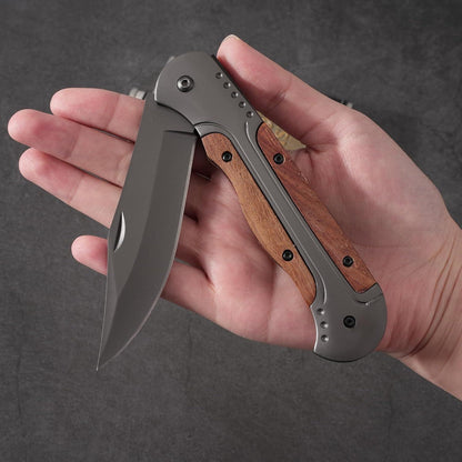 Zweihand Klappmesser 42a – Robustes EDC Taschenmesser mit Holzgriff