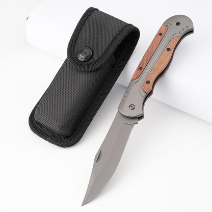 Zweihand Klappmesser 42a – Robustes EDC Taschenmesser mit Holzgriff