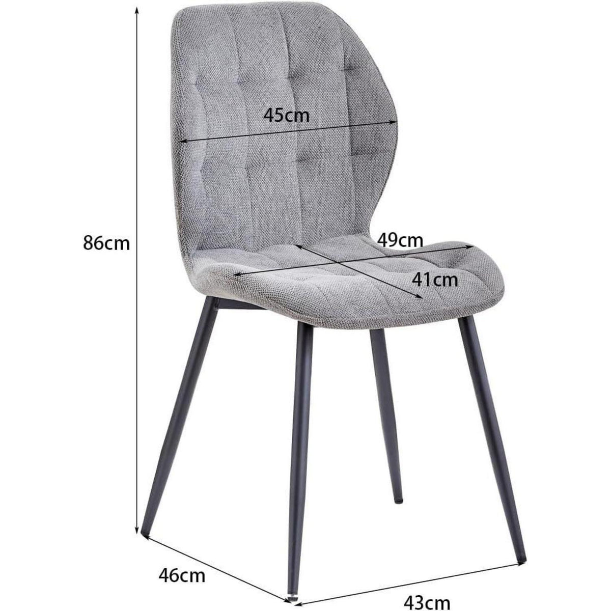 8er-Set Esszimmerstühle Nordic Stil, Schwarz & Dunkelgrau