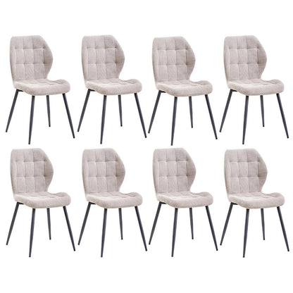 8er-Set Esszimmerstühle Nordic Stil, Khaki, Schwarze Metallbeine