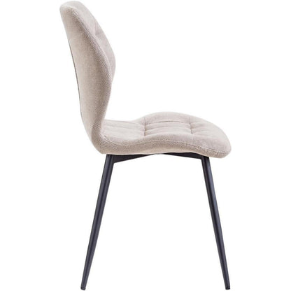 8er-Set Esszimmerstühle Nordic Stil, Khaki, Schwarze Metallbeine