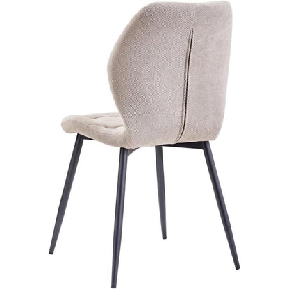 8er-Set Esszimmerstühle Nordic Stil, Khaki, Schwarze Metallbeine