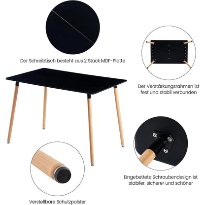Esszimmergruppe Schwarz: Esstisch 110cm + 6 Stühle