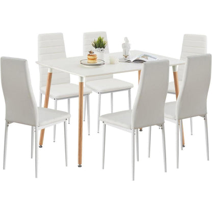 Esszimmergruppe Weiß: Esstisch 110cm + 6 Stühle