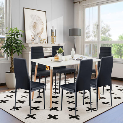 Essgruppen Set: Esstisch 110cm & 6 Esszimmerstühle Weiß/Schwarz