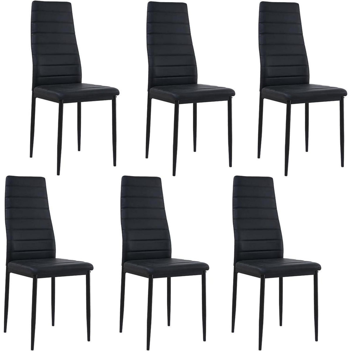 Essgruppen Set: Esstisch 110cm & 6 Esszimmerstühle Weiß/Schwarz