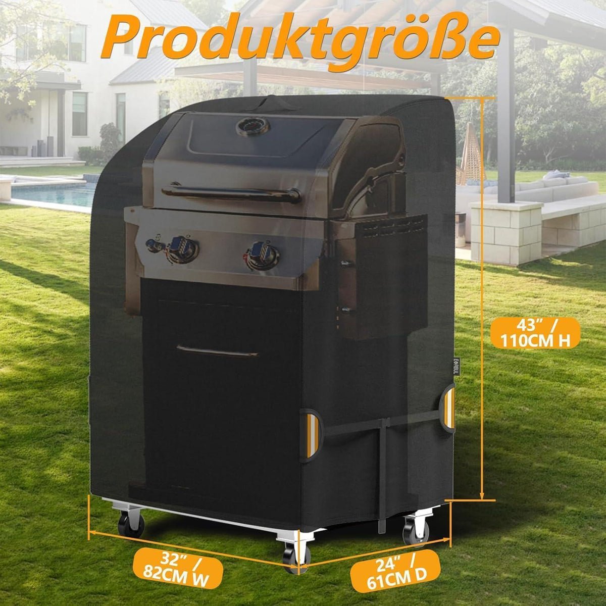 Wetterfeste Grillabdeckung für 2-Brenner Gasgrills (82x61x110cm)