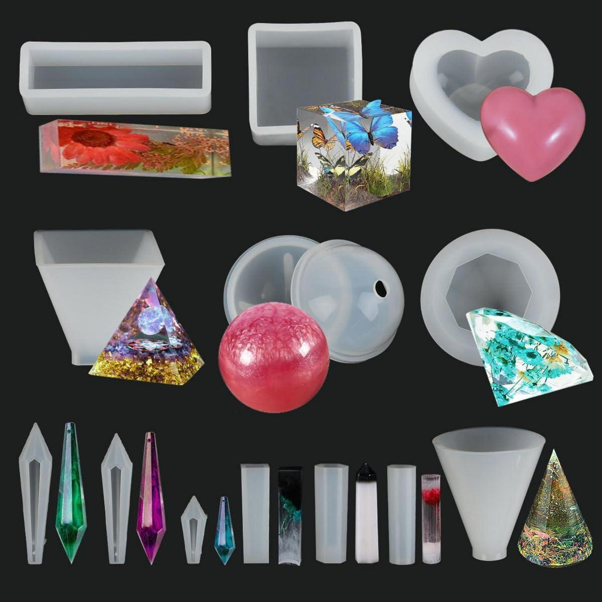 13x Epoxidharz Formen Set – Silikon Gießformen für DIY Projekte