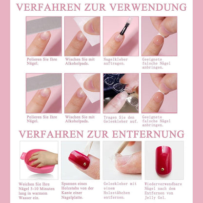 360er Set Ballerina Press on Nails Rosa Weiß Farbverlauf mit Nagelöl