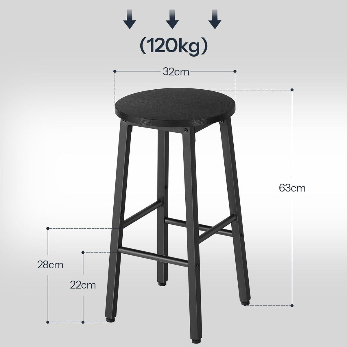 HOOBRO Barhocker 2er Set mit Fußstütze – Schwarz