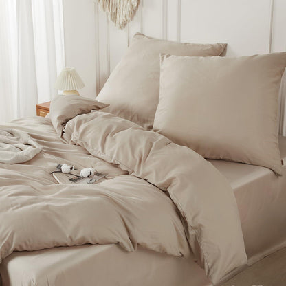 Baumwoll Bettwäsche Set 200x200 Beige | 3-teilig