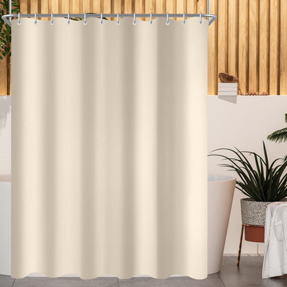 Duschvorhang 220x200 cm Beige, Wasserabweisend, Beschwerter Saum