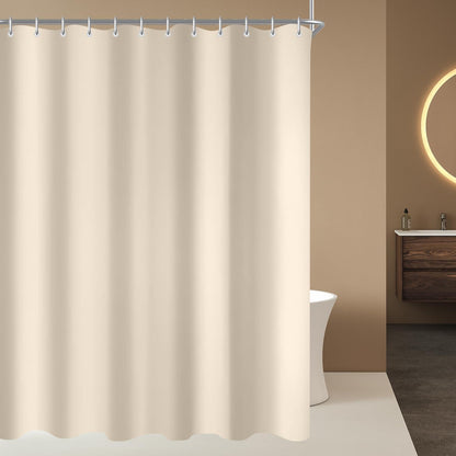 Duschvorhang 220x200 cm Beige, Wasserabweisend, Beschwerter Saum