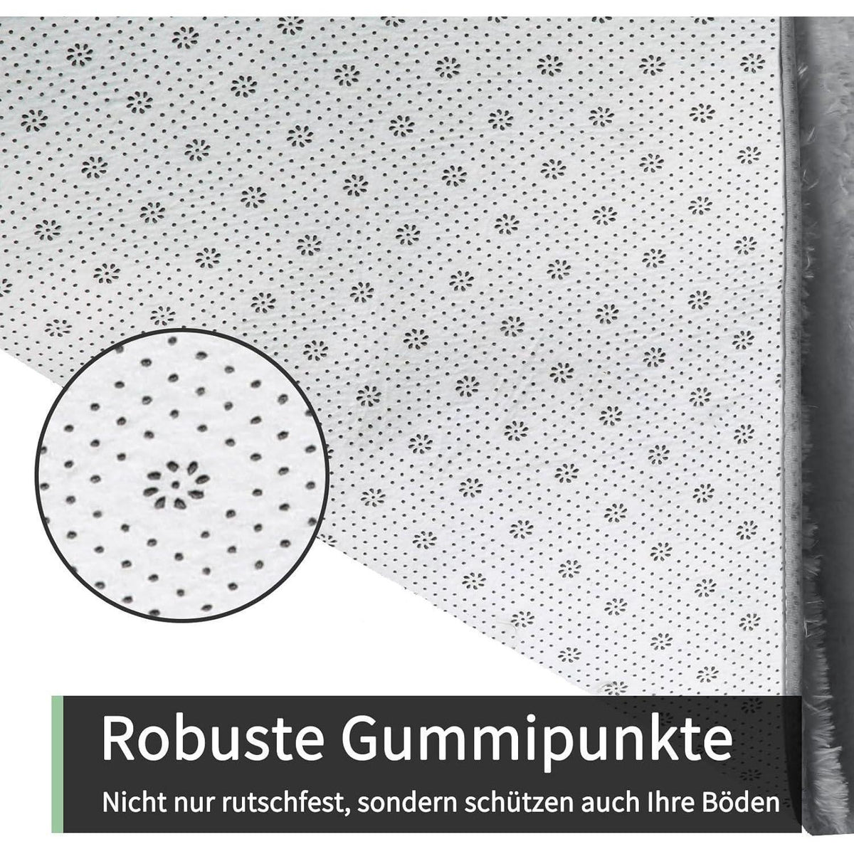 Hochflor Teppich Grau 240x300 - Flauschiger Wohnzimmerteppich Waschbar
