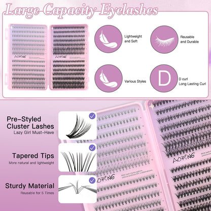 Wimpern Extensions Set 560pcs – 10D bis 40D Volumen-Effekt