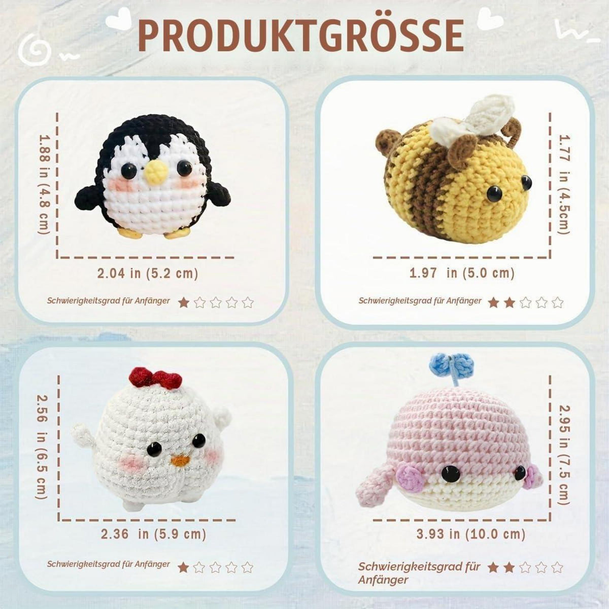 Häkel-Set für Anfänger mit Video-Tutorials & Tierfiguren