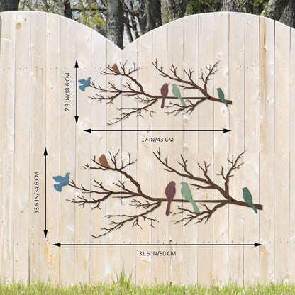 Metall Wanddeko Vögel auf Ast – Wandskulptur für Zuhause & Garten