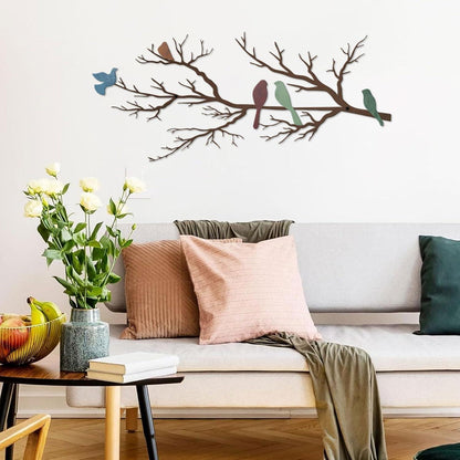 Metall Wanddeko Vögel auf Ast – Wandskulptur für Zuhause & Garten