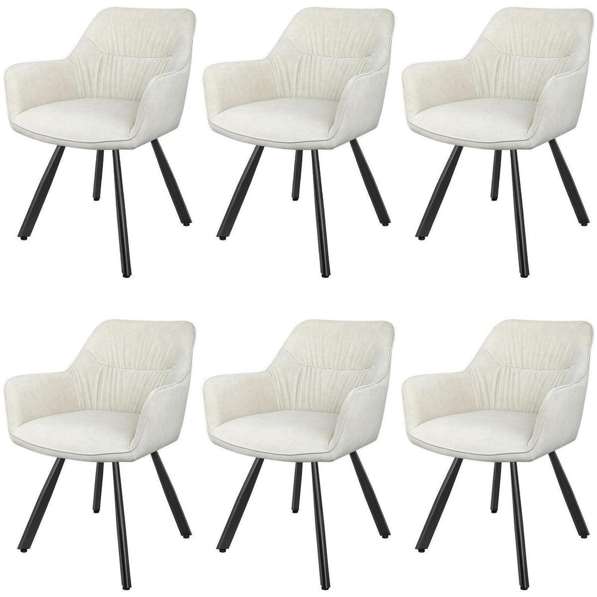 Drehbarer Esszimmerstuhl Set 6er – Ergonomisch & Bequem, Beige