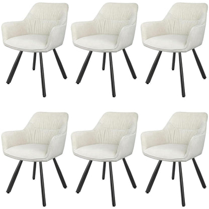 Drehbarer Esszimmerstuhl Set 6er – Ergonomisch & Bequem, Beige