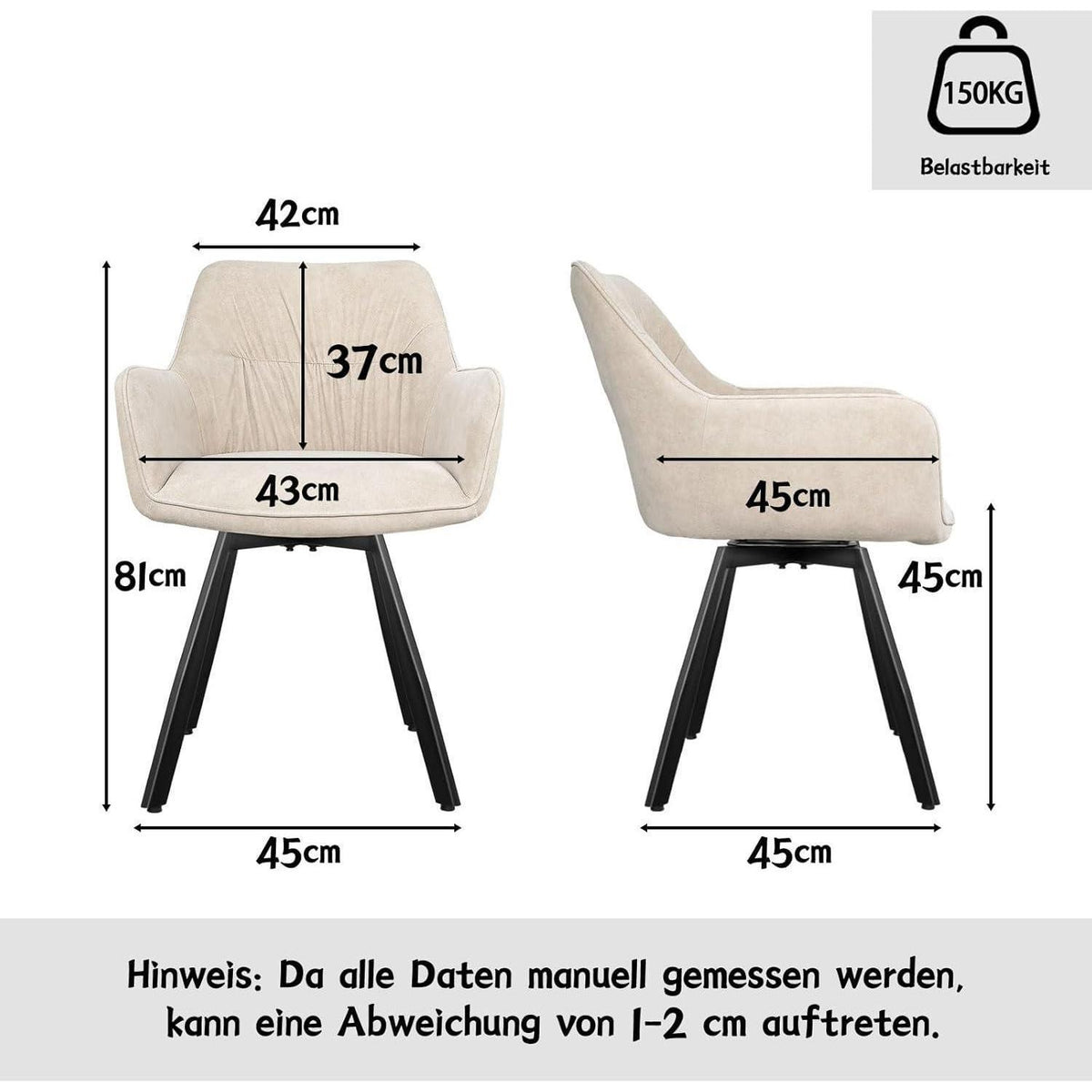 Drehbare Esszimmerstühle Set 6 | Ergonomisch & Komfortabel