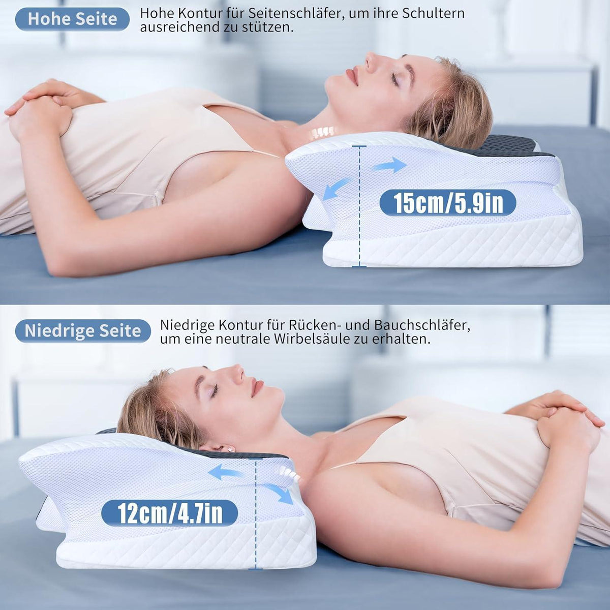 Ergonomisches Nackenkissen Memory Foam Seitenschläfer