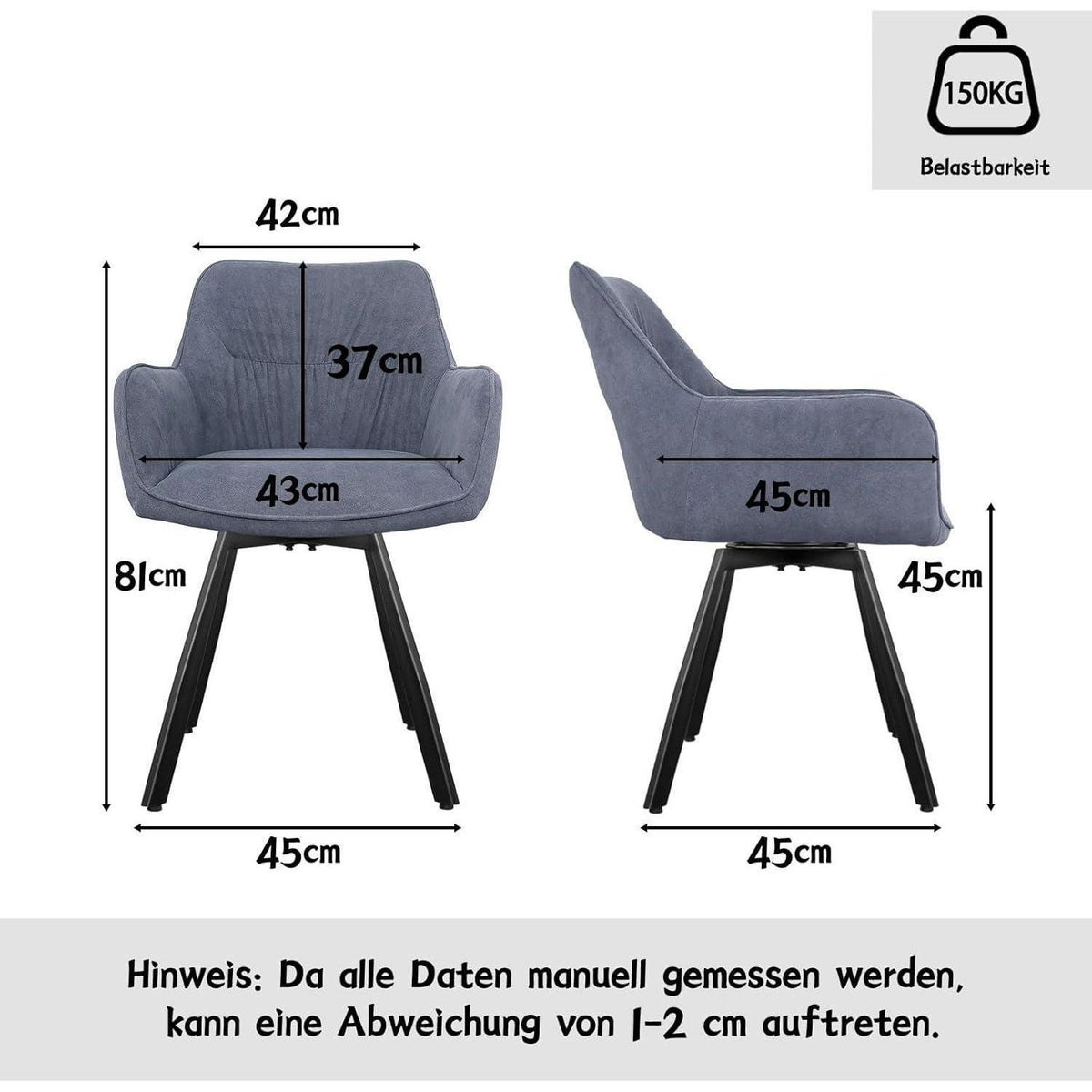 Drehbarer Esszimmerstuhl Set Grau – Ergonomisch & Komfortabel