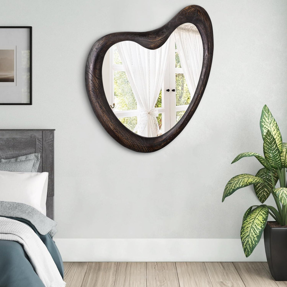 Asymmetrischer Wandspiegel 70x50cm – Rustikaler Badezimmer Spiegel