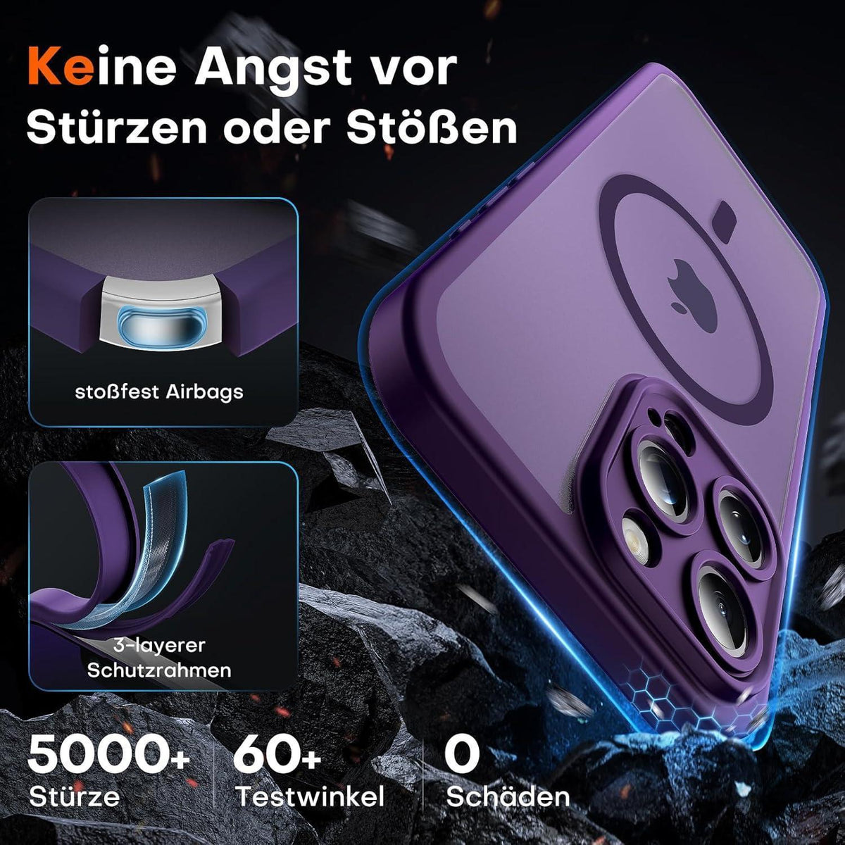iPhone 13 Pro Max Hülle MagSafe, Kameraschutz, Dunkellila