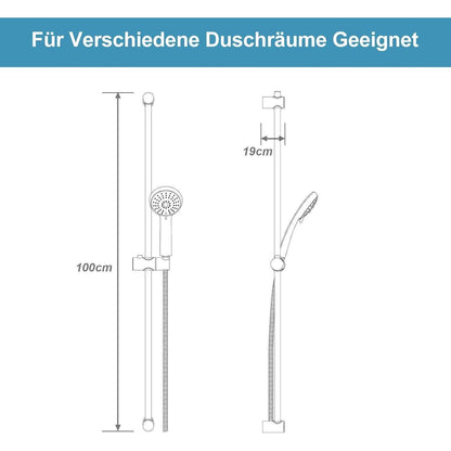 OFFO Duschset Edelstahl – Verstellbare Duschstange mit Brausekopf