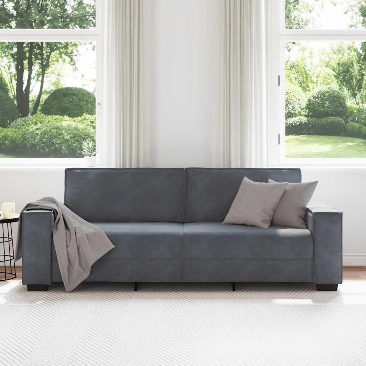 3-Sitzer Sofa Dunkelgrau – Modernes Polster Sofa 220 cm