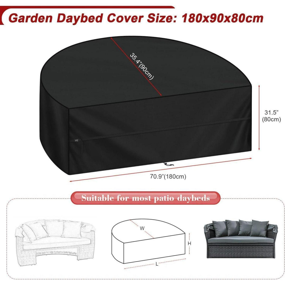 Wasserdichte Sonneninsel Abdeckhaube 180x90x80cm – Winterfest & UV-Schutz