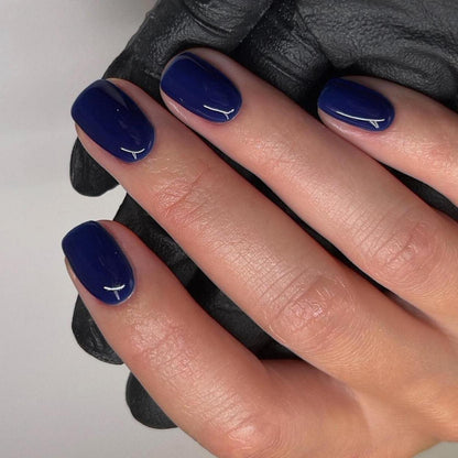 Marineblau Press On Nails - Kurze, Eckige Falsch Nägel zum Aufkleben
