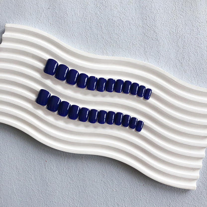 Marineblau Press On Nails - Kurze, Eckige Falsch Nägel zum Aufkleben