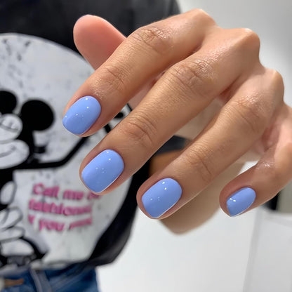 Blaue Press On Nails Kurz – Elegante Gel-Falschnägel zum Aufkleben