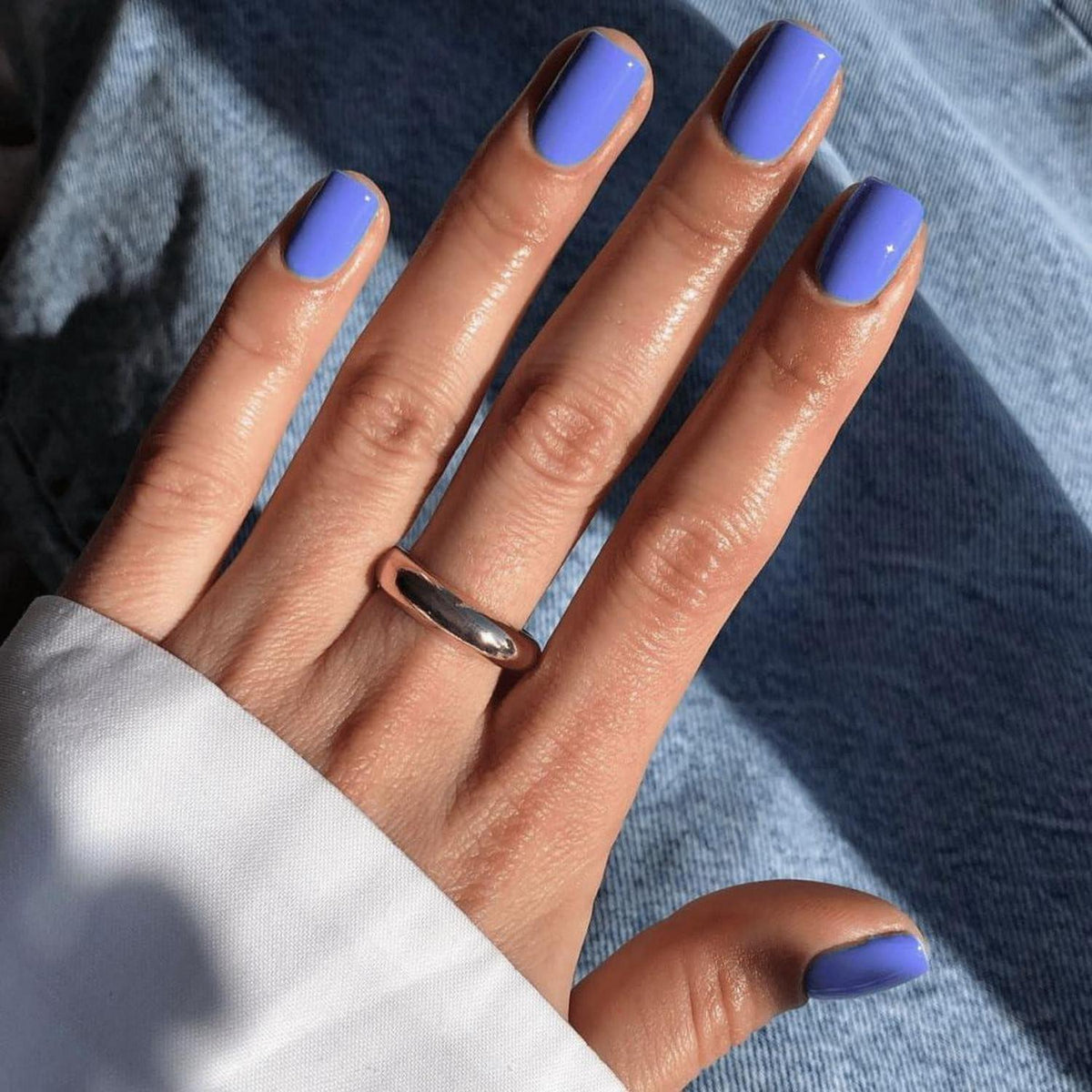 Blaue Press On Nails Kurz – Elegante Gel-Falschnägel zum Aufkleben