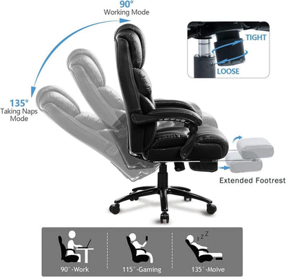 Ergonomischer Bürostuhl mit Fußstütze und Belastbarkeit bis 200 kg
